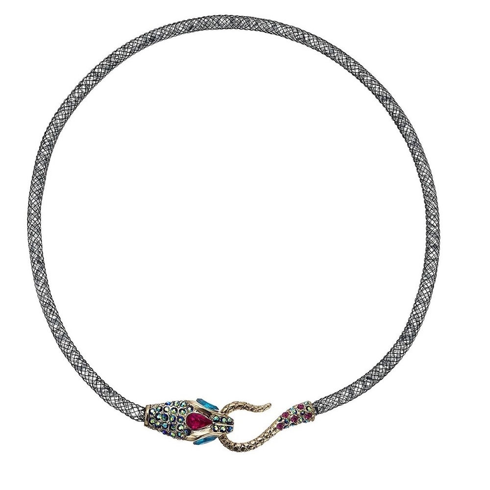 Betsey Johnson Dark Shadows Snake Mesh Choker Necklace Whimsigoth Dark Feminine